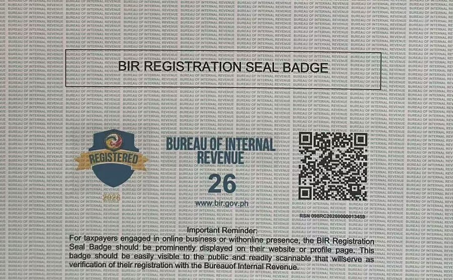 BIR Registration Seal Badge RSN 098RC20260000013459